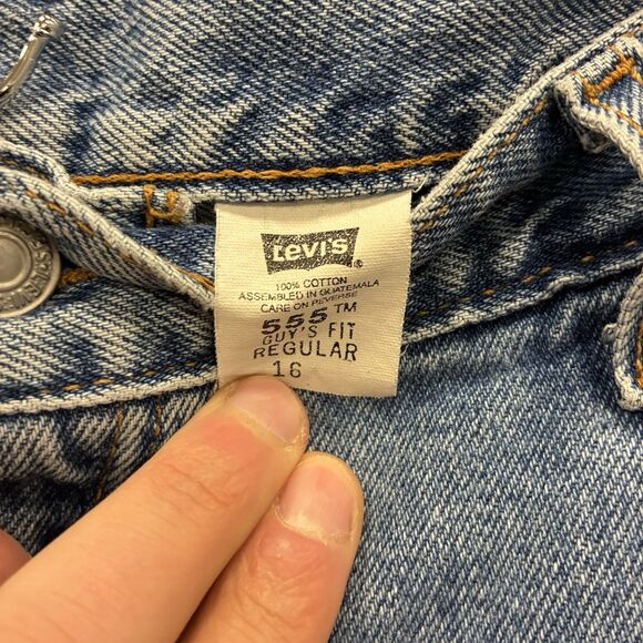 Vintage Womens Levi 555 Denim Shorts Size 16 35x6 Stretch 10' Rise Y2K - Picture 2 of 6